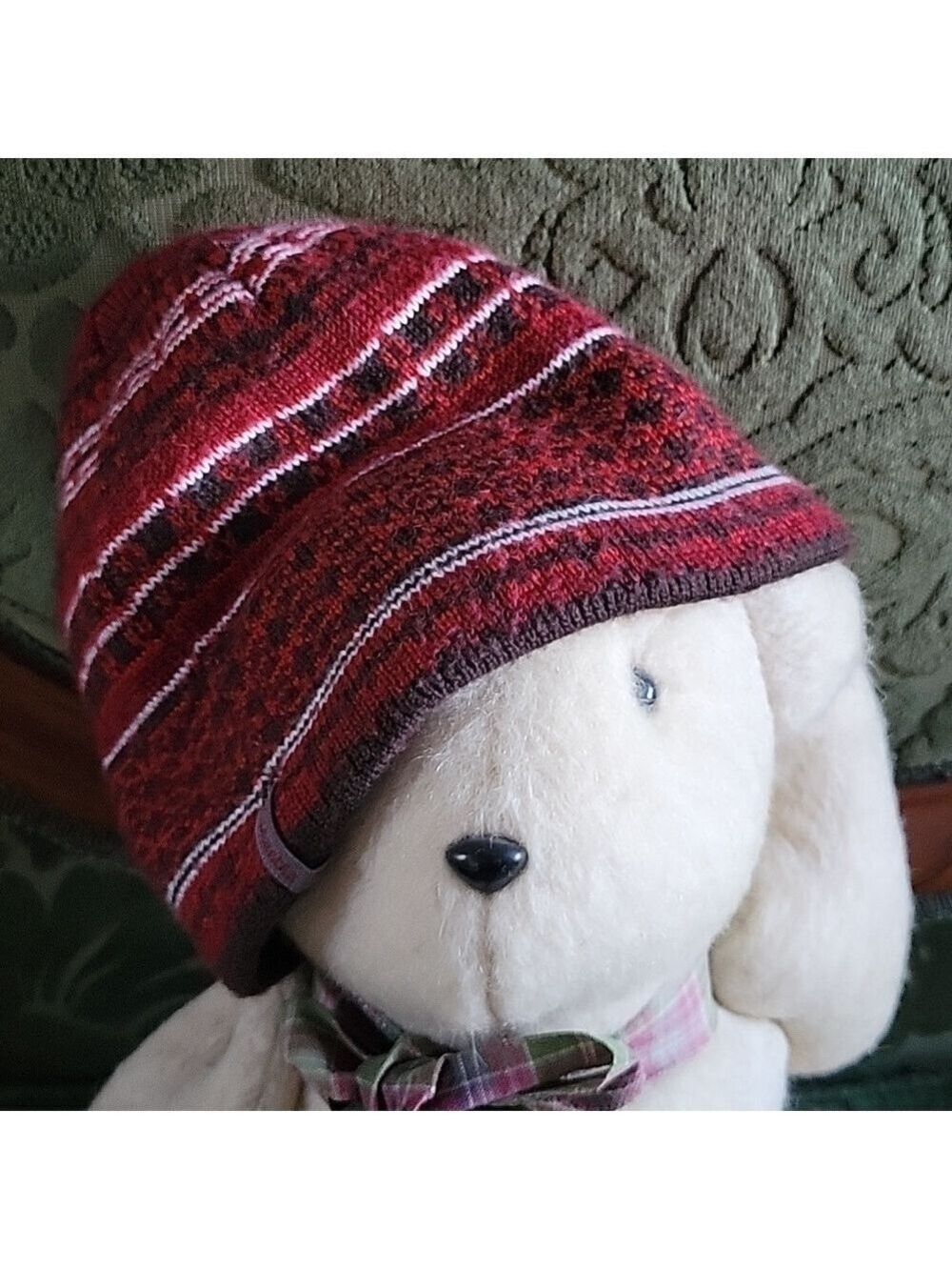 COLUMBIA Cute Red Fair Isle Knit Warm Beanie Hat
